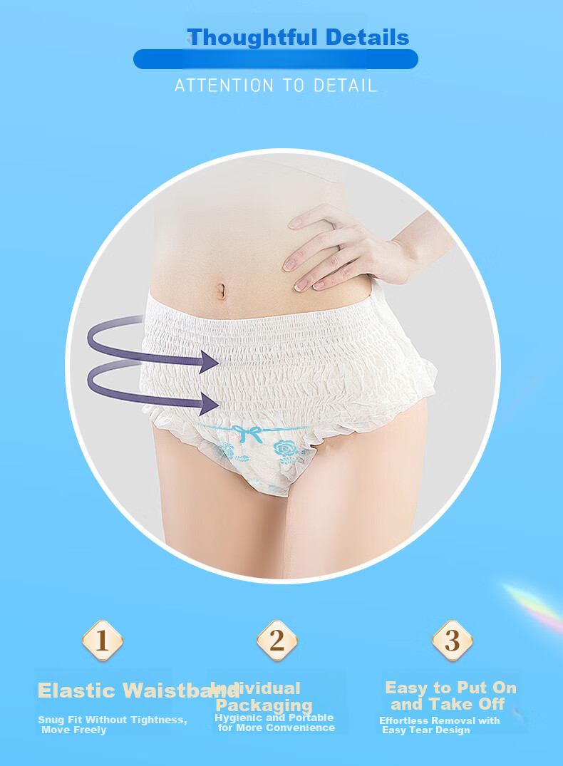 Qianjinjingya Ultra-Protective Breathable Panty-Style Sanitary Napkins, M-L Size, 5 Pieces Per Pack, Extended Length, Sold by JD, Sleep Pants, Comfort Pants 6