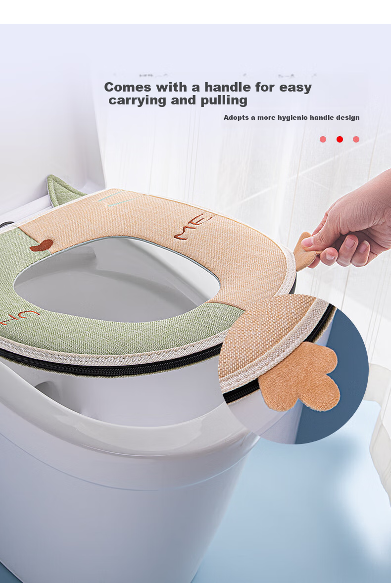 Baizi Toilet Seat Cover, Thickened, Warm, Lint-Free, Antibacterial, for Home Use 4