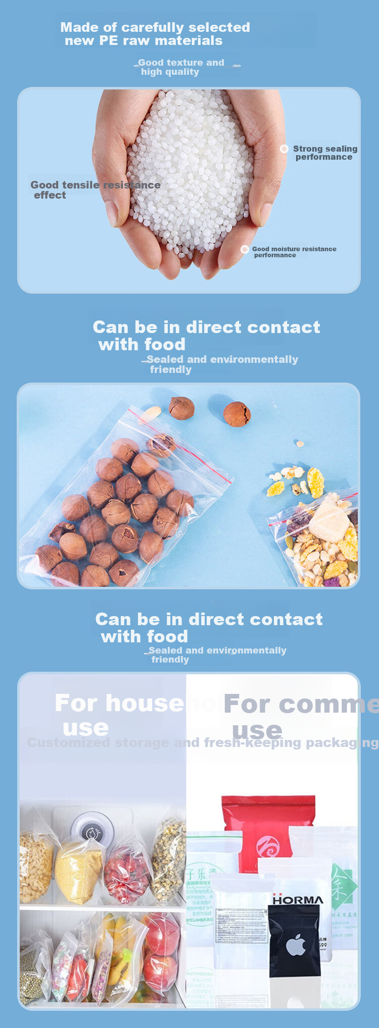 Dengbi Food-Grade PE Self-Sealing Bags [Thickened 10 Microns], No. 1, 5*7cm/500 Pieces, Waterproof Transparent Sealing Bags with Zipper 3