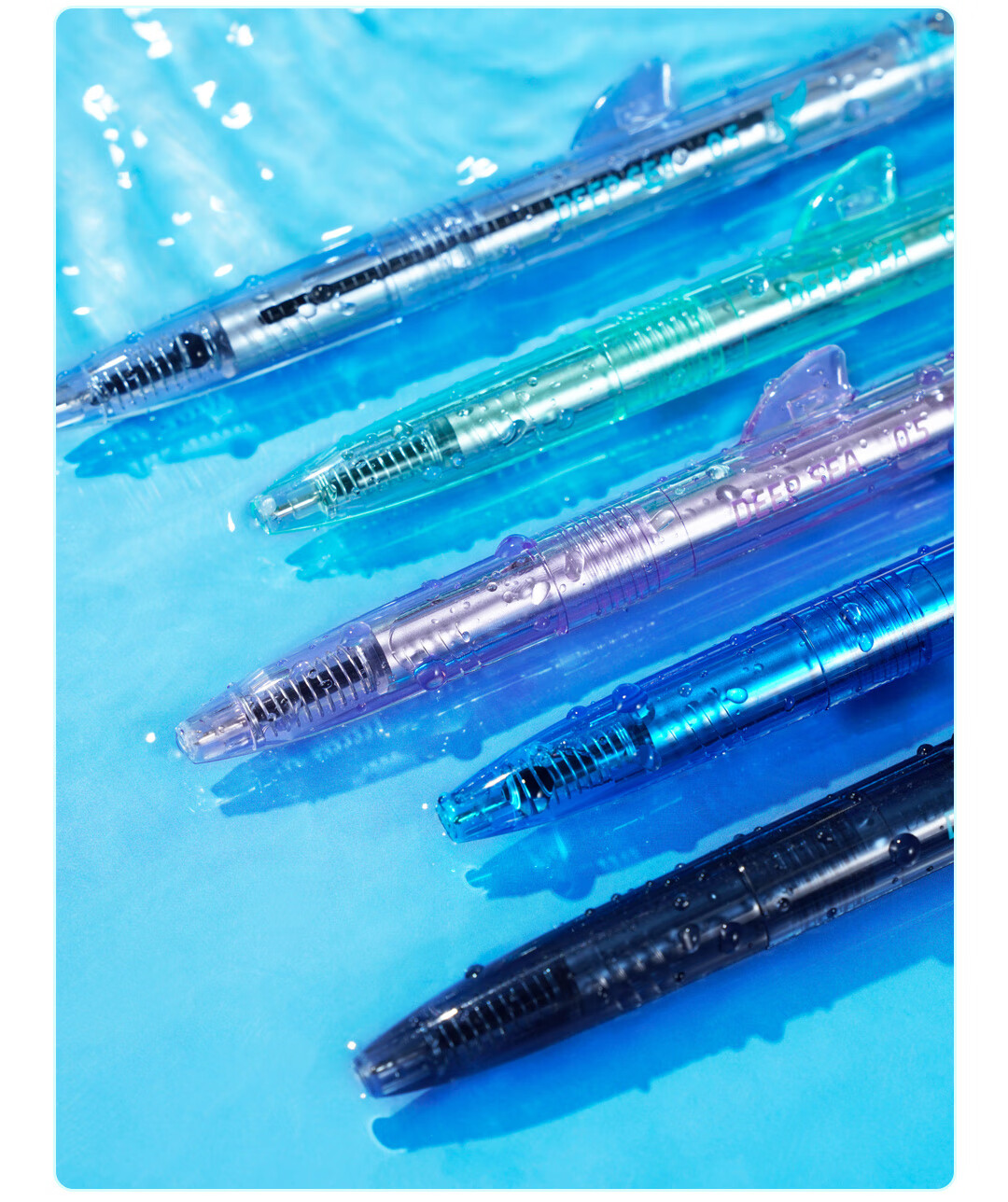 Dianshi Deep Sea Megalodon Retractable 0.5mm Black Needle Tip Quick-Dry Gel Pen for Students 5pcs/Box Model 0146 4