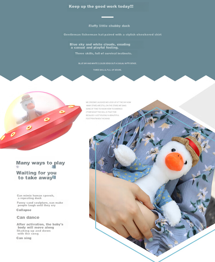 Aishangxiong, Talking Duck Baby Learning to Speak Toy, Children's Tongue-Twisting Duck, Aggressive Duck Plush Toy, Birthday Gift for Boys And Girls 2