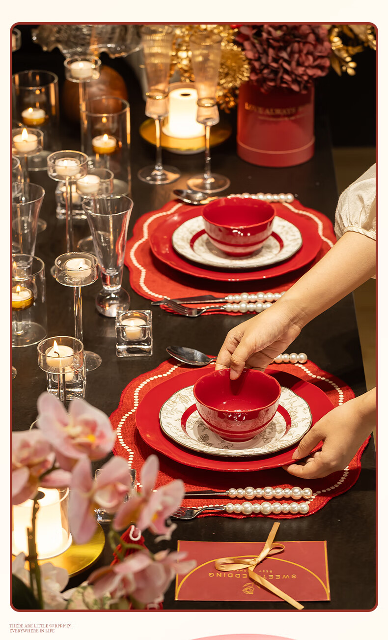 Chudi Complete Dinnerware Set Ceramic Bowls Home Set Wedding Gift Xiyun 18-Piece [Gift Box] 2