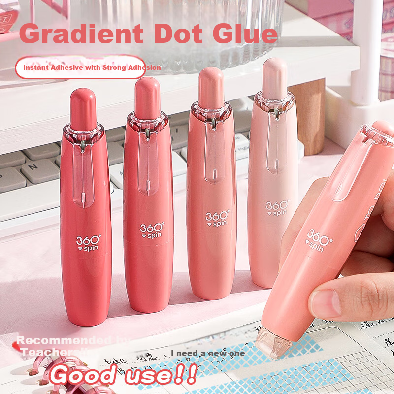 CHANGLi Gradient Push-Button Dot Glue, High-Aesthetic Correction Tape, Strong Double-Sided Adhesive, Children's Craft, Large Capacity Journal Tape, Elementary School Student Error Correction Sticker, High-Adhesion Glue Pe