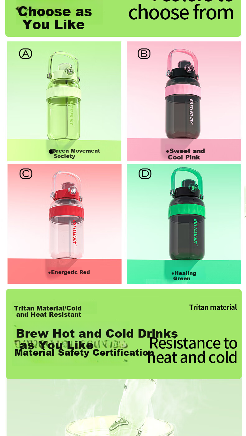 Dundunchang Dundun Bucket Children's Water Bottle Sports Bottle Large Capacity Dundun Cup High Temperature Resistant Tritan Summer Plastic Cup 4