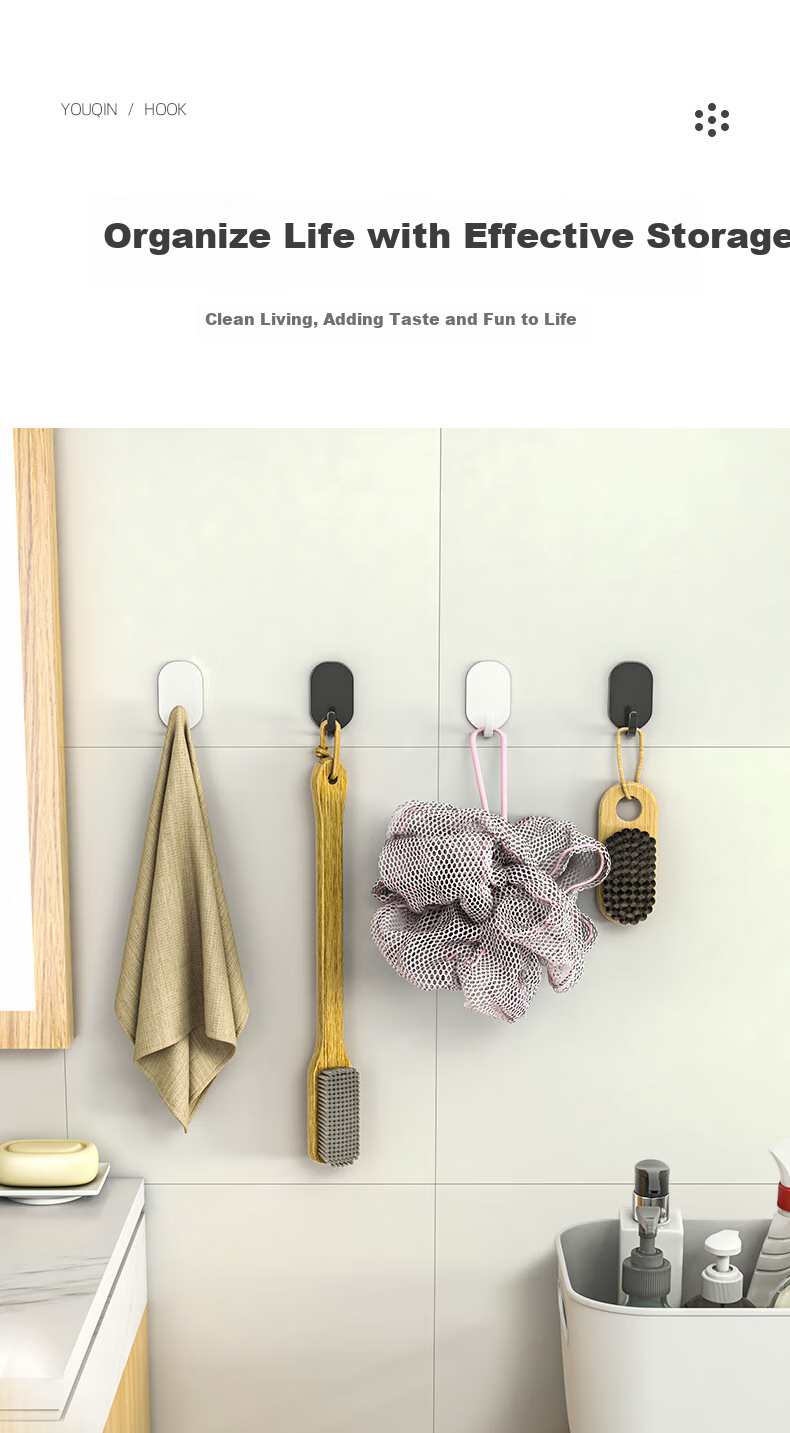 MUYA Kitchen Refrigerator Side Magnetic Hooks, Strong Adhesive Iron-Free Sticky Hooks, No Drilling Required, Household Pot And Spatula Hanger Rack 9