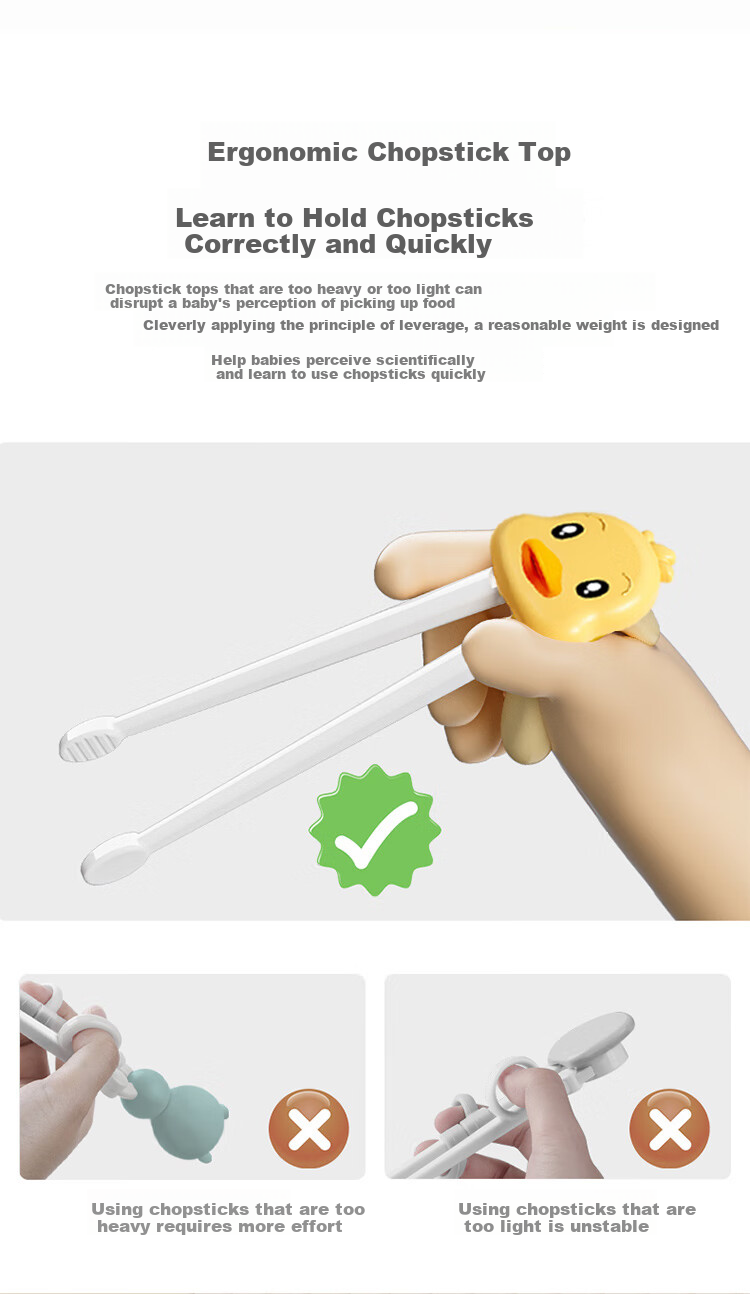 Baoshi Children's Chopsticks Training Chopsticks for Ages 3-6, Baby Learning Chopsticks, Children's Tableware, Single Chopstick with Tiger Mouth Finger Ring, 2-In Use 5