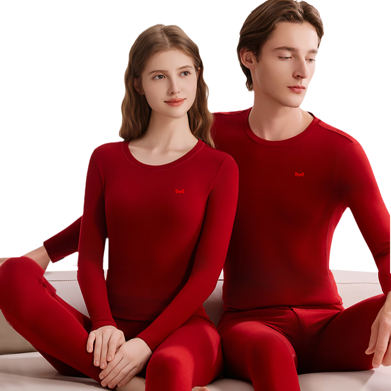 Miiow Men's Thermal Underwear Set Polyester Velvet Heat Retaining Thickened Acrylic Warm Autumn Shirt and Pants