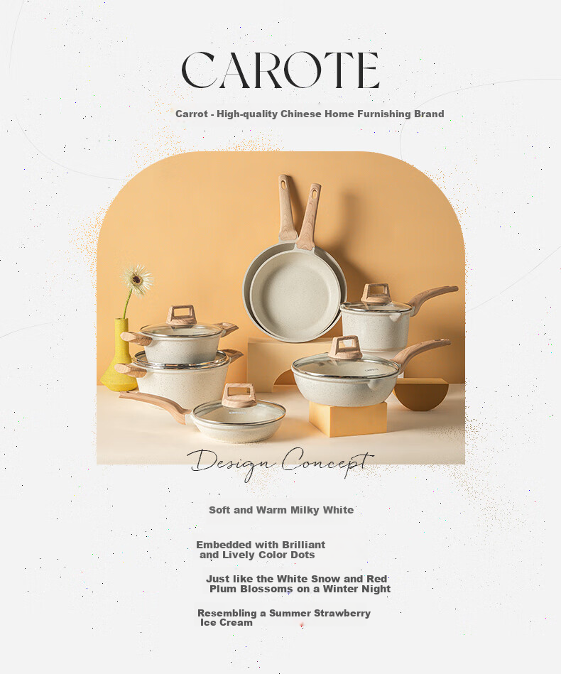 Carote 24cm Non-Stick Frying Pan Skillet for Home Use Pancake Egg Steak Cooking Pan 2
