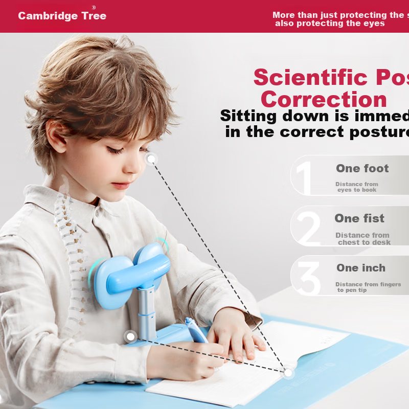 Jianqiaoshu [Lowest Price Online] Posture Corrector for Children's Desktop Version, Elementary School Student Anti-Low Head Writing Posture Corrector, Anti-Hunchback Back-To Gift, Sea Salt Blue