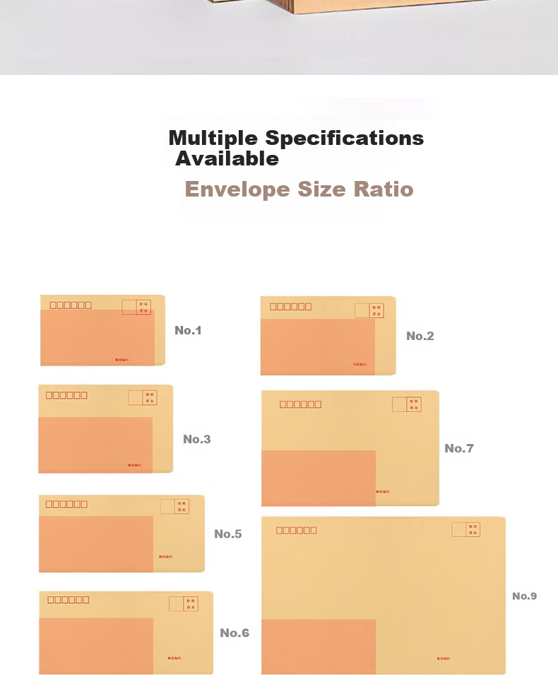 Yuzijian No. 1 Envelope Kraft Paper DL Envelope, 100 Pieces/pack, 165*100cm Kraft Paper Standard Postal Envelope 2