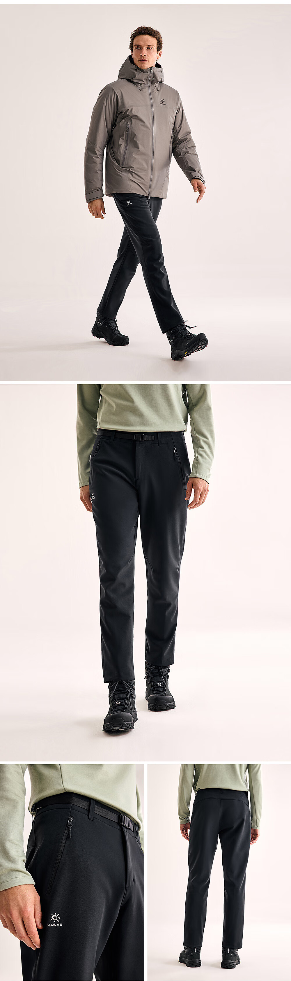 KAILAS T11 Men's Softshell Pants GORE-TEX Windproof Fleece Warm Anti-Static Hiking Pants Autumn Winter 2