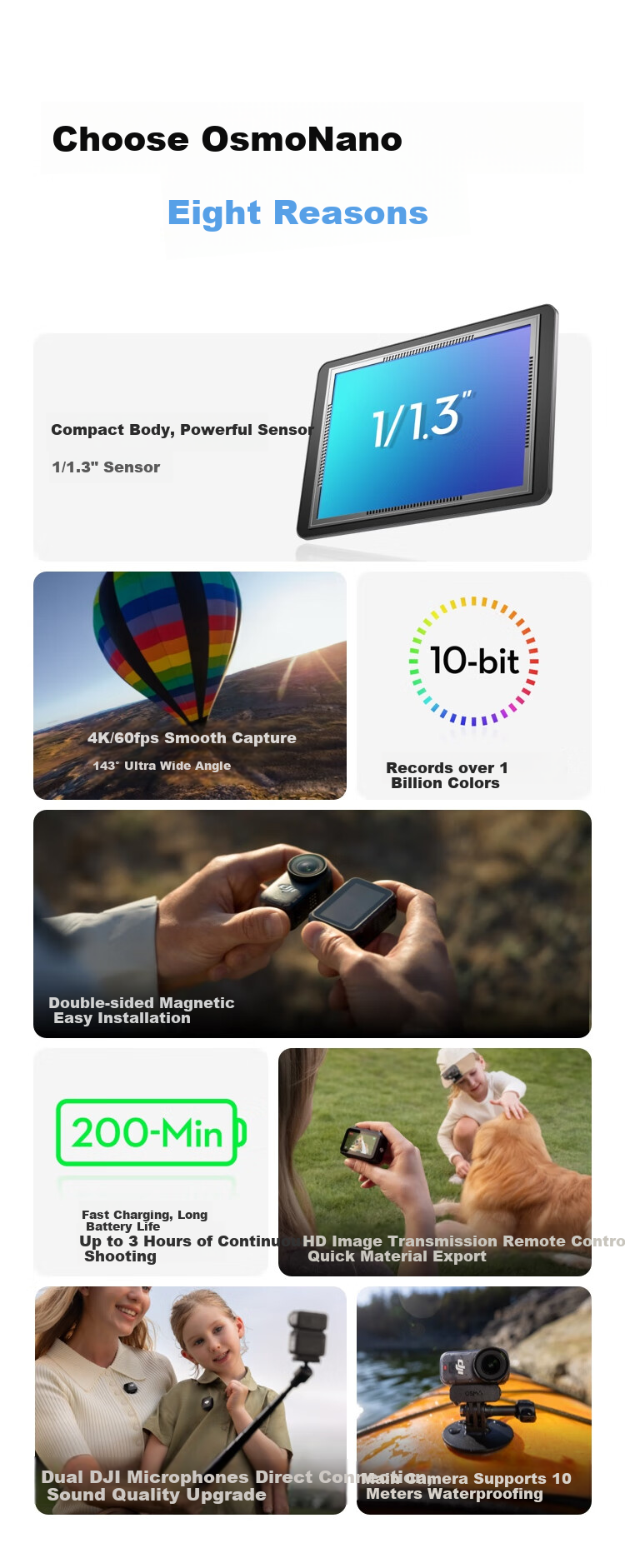 DJI Osmo Nano Standard Kit (128GB), Action Camera with Free-View Wearable Camera for Vlog, Cycling, Family Activities, Pet Photography, Sports Camera, Thumb Camera 2