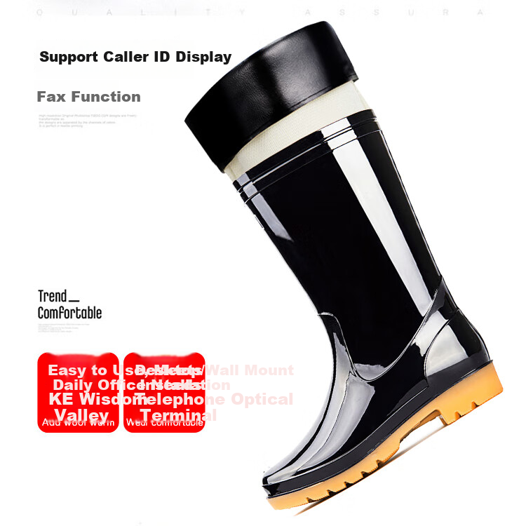 Huili Men's Winter Rain Boots, Fleece-Lined for Warmth, Mid to High Top, Waterproof Rubber Overshoes, Model 827R, Black Medium-Long Fleece, Size 39 4