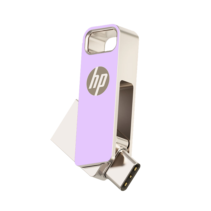 HP 128GB Type-C USB 3.2 Dual Interface USB Flash Drive Purple Aura Mobile and PC Compatible Up to 200MB/s High-Speed USB Drive for Students Couples Office Business