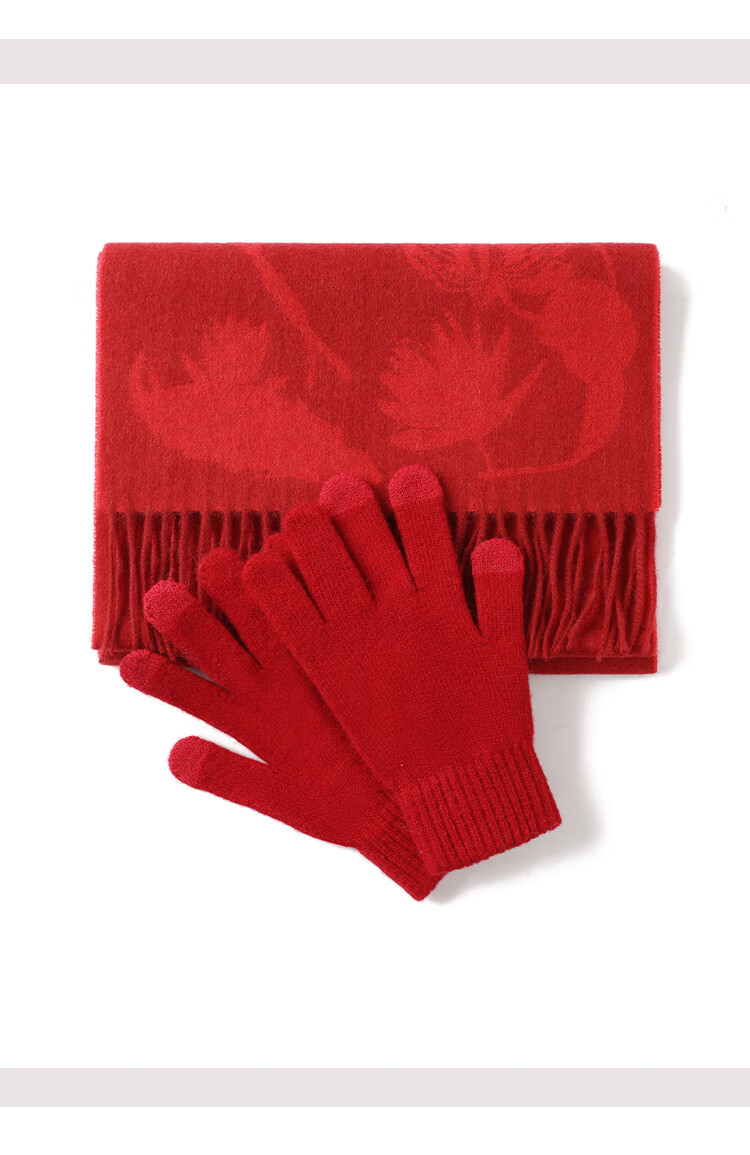 Hengyuanxiang Cashmere Scarf and Wool Gloves Set for Women Autumn Winter Warmth Mom New Year Birthday Gift 7