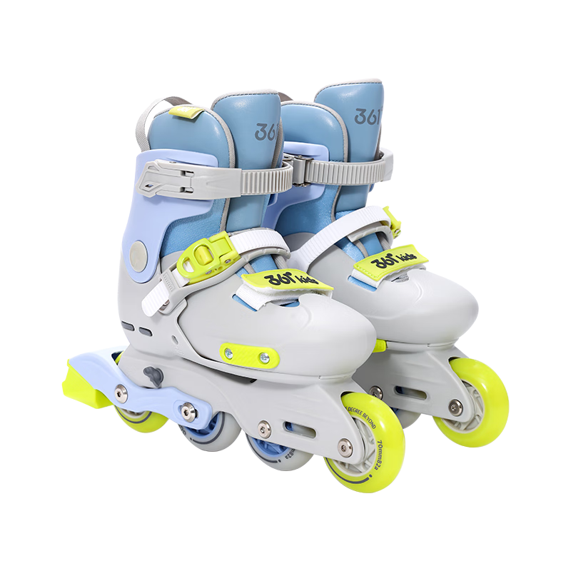 361° Kids Beginner Inline Skates for Elementary and Middle School Students, Integrated Frame Roller Skates for Skating Classes, Age 6-12, Blue Gray Size S