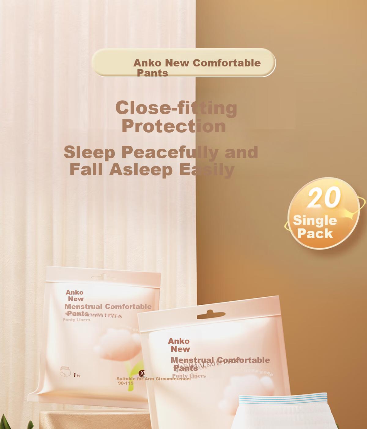 Ankexin Sleep Pants Single Pack L Size 20 Pieces, Comfortable Panties for Women's Menstruation, Random Floral Pattern, Special Protection Grade 1