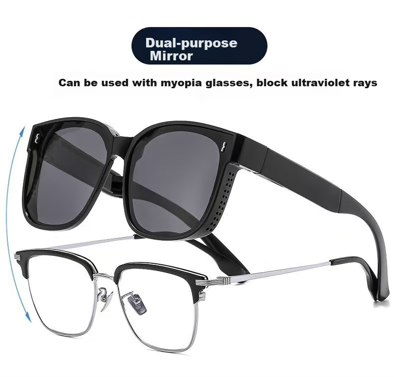 Baixiaoshe Sunglasses [Black Frame with Vertical Studs], 227 Polarized Sunglasses for Men And Women, Sun Protection Glasses for Travel, Driving And Outdoor Activities 1