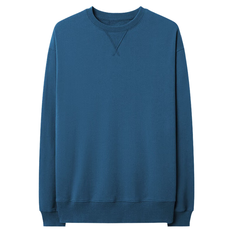 MARKLESS Men's Cotton Sweatshirt, Spring Season, 100% Cotton, Casual Round Neck Top, Inner Layer Pullover, 0434, Phantom Blue, XL