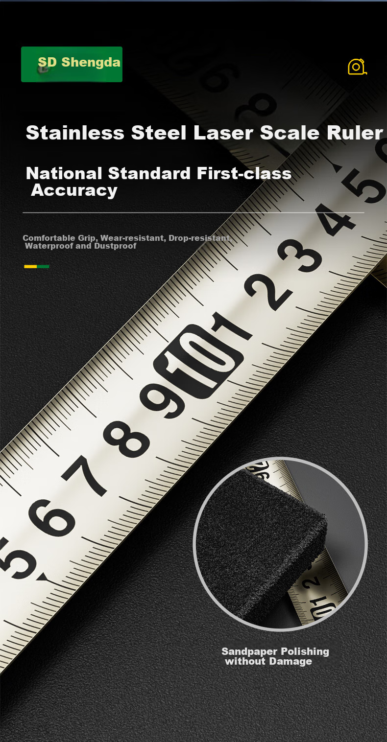 Shengda Stainless Steel Hollow Tape Measure, 5 Meters Steel Measuring Tape, Meter Ruler, Box Ruler, Measuring Tool, National Standard Precision, 5m*19mm 5