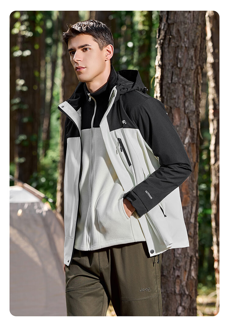 JEEP Men's 3-in-1 Fleece Two-Piece Warm Waterproof Jacket Advanced Black (Fleece) 3XL 16