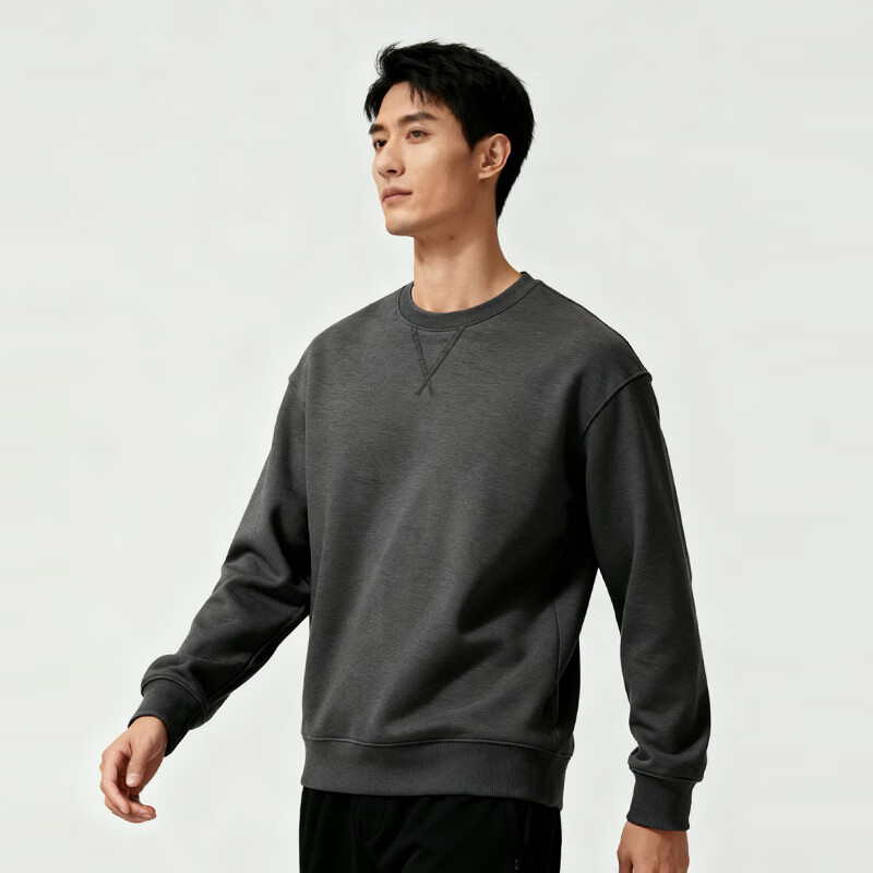MARKLESS Men's Sweatshirt 100% Cotton Autumn Casual Crewneck Pullover 0434 Dark Gray 2XL