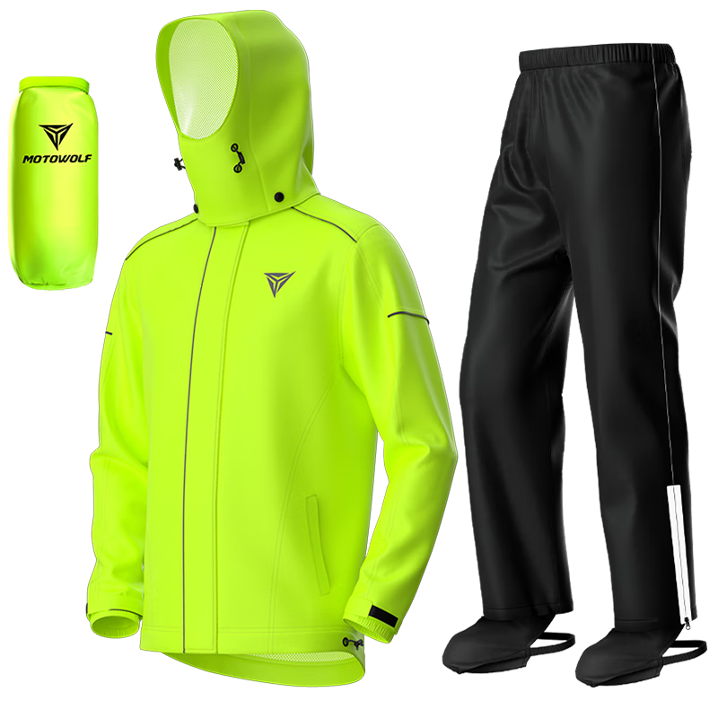 MOTOWOLF Motorcycle Riding Raincoat and Rain Pants Separate Heavy Rain Rider Rain Suit Set