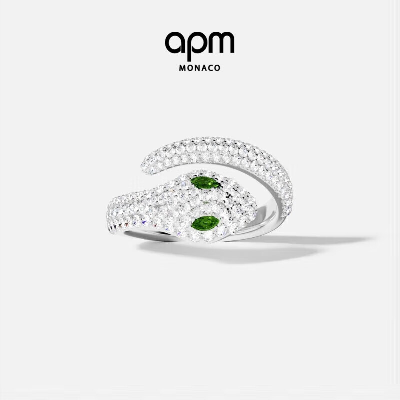 APM Monaco Green Eye Snake Ring, Luxurious High-End Couple Rings, Birthday Gift for Girlfriend Or Wife