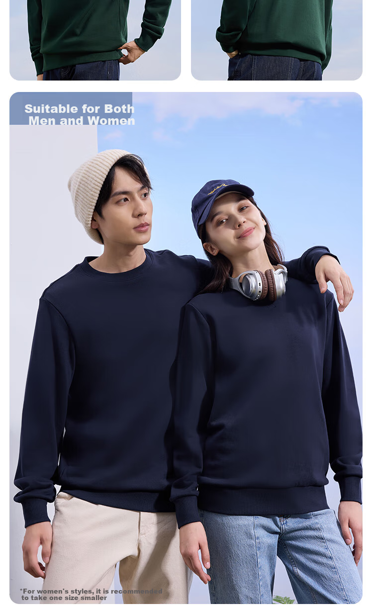 JD Original Pure Cotton Sweatshirt for Men, 2026 New Spring And Autumn Jacket, Men's Clothing, Base Layer T-Shirt, Navy Blue, 3XL 16