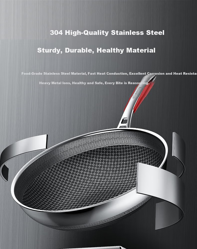 Kobach Cookware Set Stainless Steel Non-Stick Wok Three-Piece Set Including Soup Pot, Milk Pot, And Stir-Fry Pan Combination Set for Home Use 3