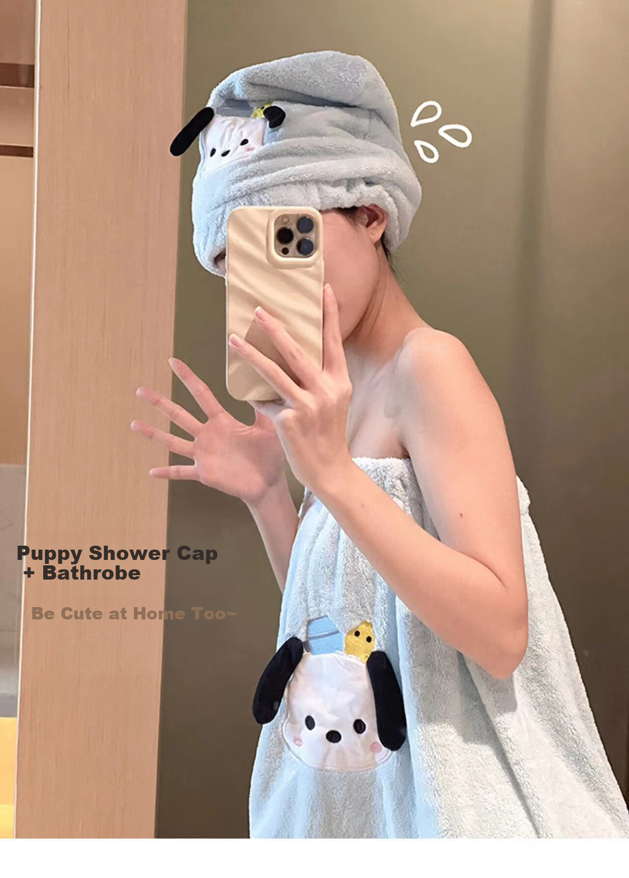 Fanyejia Cartoon Dog Bath Towel for Women, Shower Towel for Student Dormitory, Thick Coral Fleece Absorbent Quick-Drying Towel for Sports 13