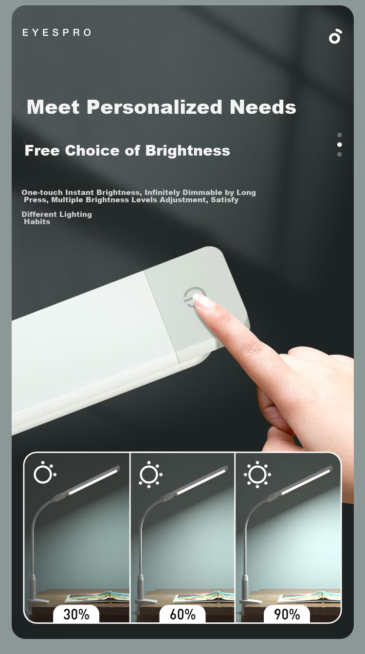 Haishibao Clip-On Desk Lamp Eye Protection Light for Bedside Reading, Student Study, Dormitory And Bedroom Use, Adjustable VL821-1 4