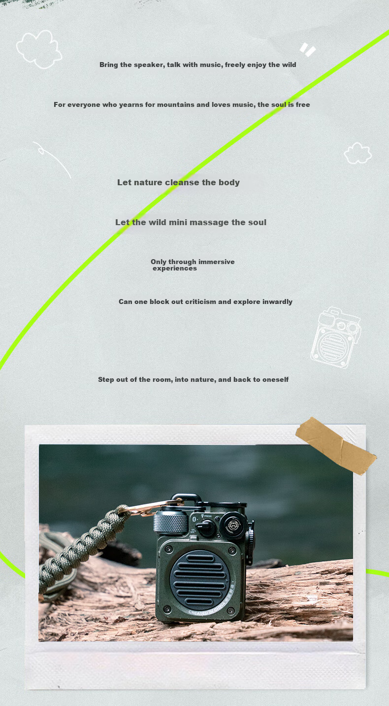 Cat King Radio Wild Mini2 Portable Bluetooth Speaker Mini Home Speaker Outdoor Waterproof Bass Cannon Wilderness Green Outdoor Enthusiast Holiday Gift for Boyfriend 3