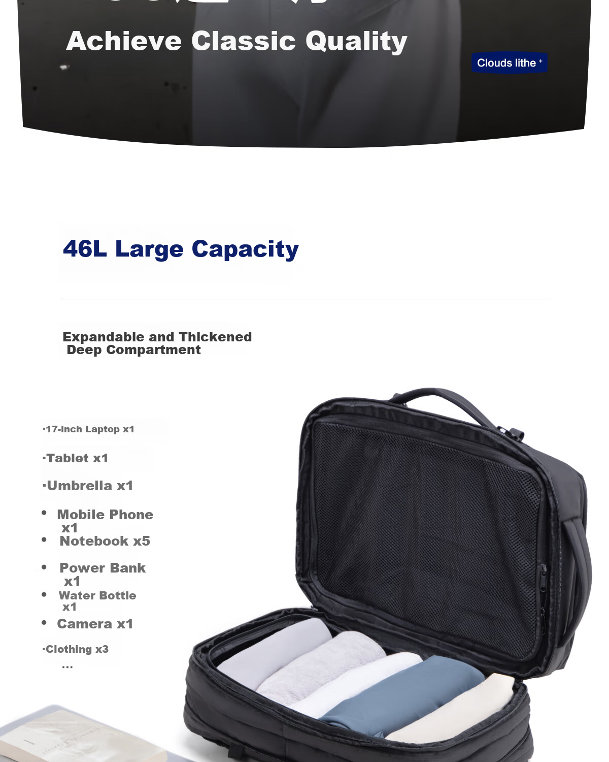 HLA Backpack, Business Large Capacity Backpack for Men, Suitable for Business Trips And Commuting, Water-Resistant Laptop Bag for Travel, Birthday Gift 2