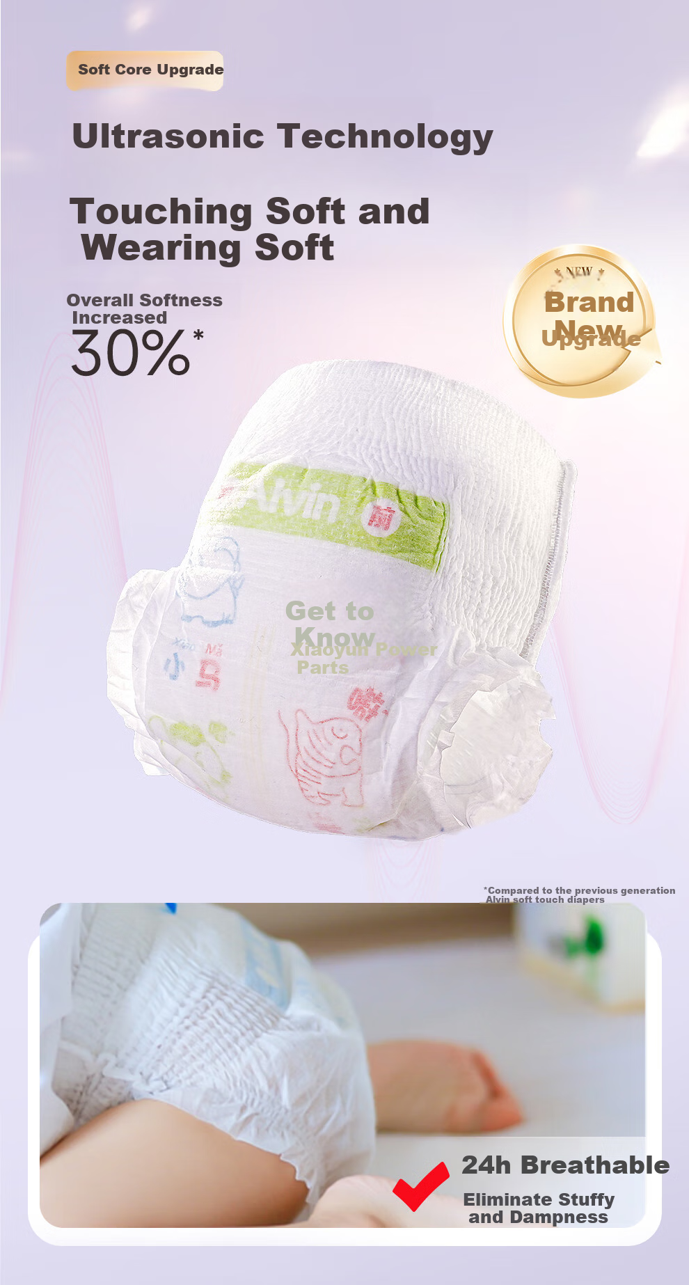 Aiweier Alvin [No Carbamide Amide Detected] Classic Soft Touch Pull-Up Pants, Size L, 46 Pieces, Elastic Diapers 4