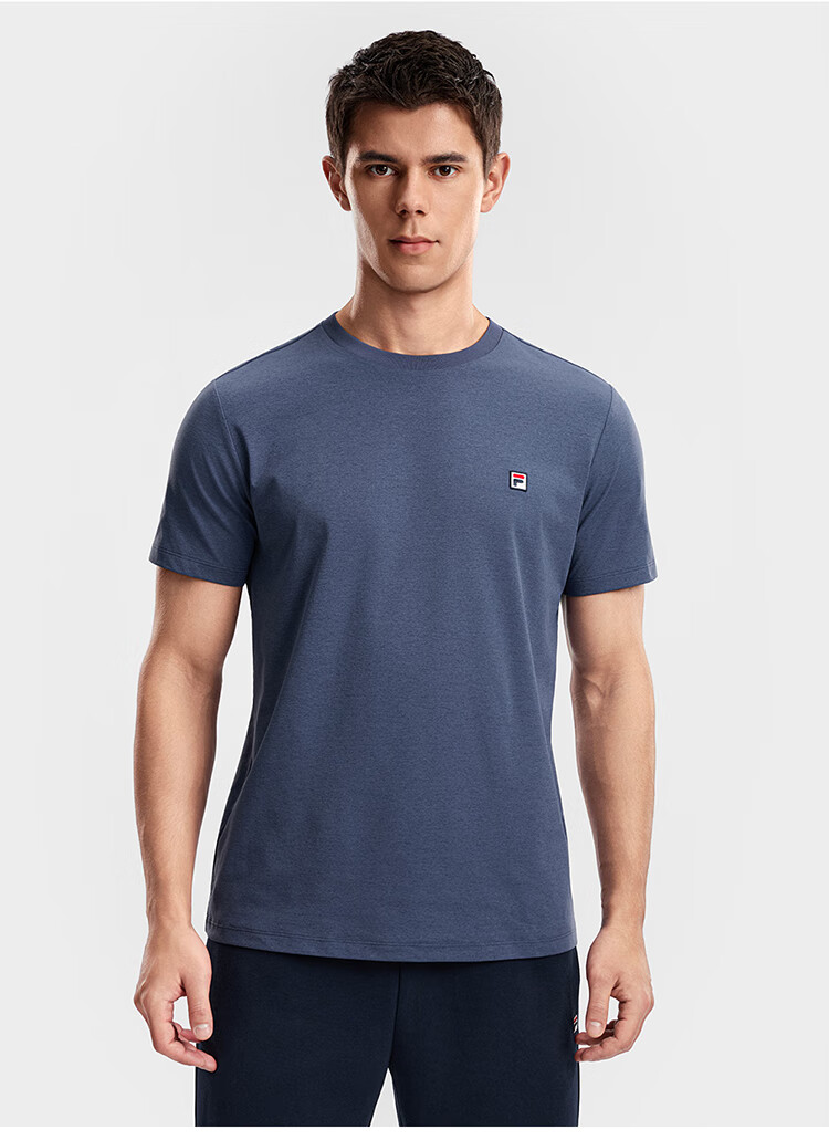 FILA Official Men's Short Sleeve T-Shirt 2026 Summer Tennis Moisture-Wicking Quick-Dry Knit Sun Protection Crew Neck Top 46