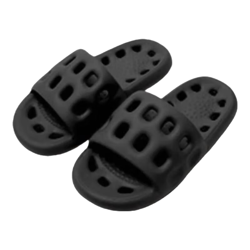 Sanli Antibacterial Leak-Proof Slippers Men's Indoor EVA Non-Slip Bathroom Shower Sandals Black Size 42-43