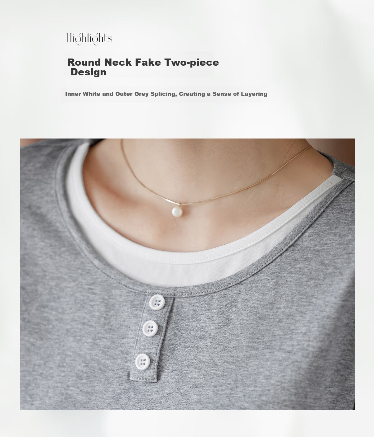 Taxiang Long-Sleeve T-Shirt for Women, Fashionable Faux Two-Piece Top, Round Neck, Versatile for Commuting, Slimming Base Layer, Women's T-Shirt T53T094 3