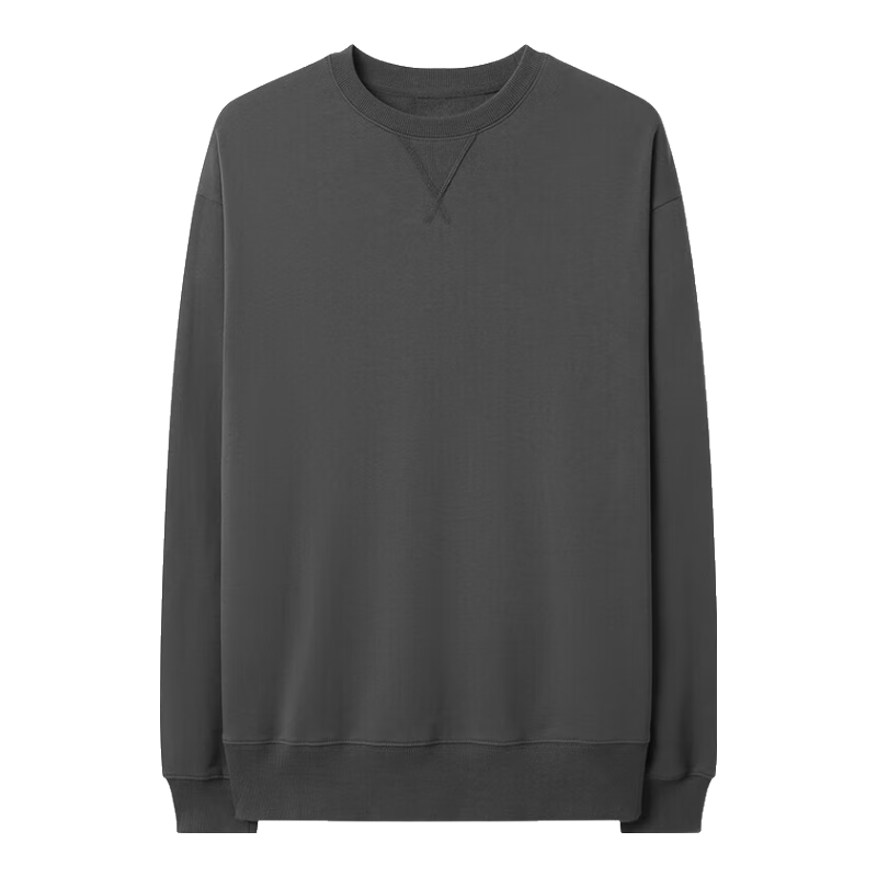 MARKLESS Men's Cotton Sweatshirt, Spring Season, 100% Cotton, Casual Round Neck Top, Inner Layer Pullover, 0434, Dark Gray, L