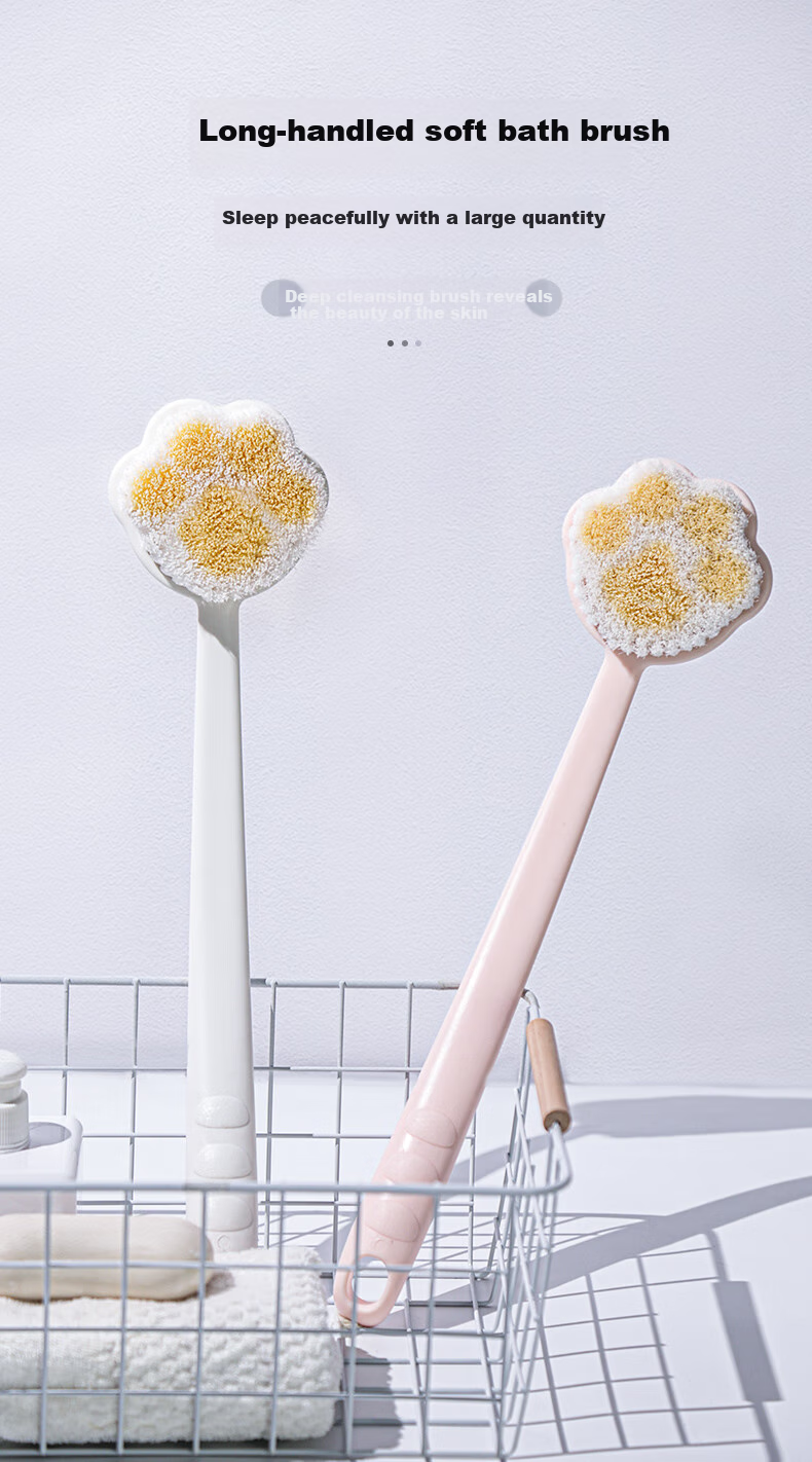Leli Bath Brush, Shower Brush, Long Handle, Cute Pet Design, Wall-Mountable, Skin-Friendly, Single Piece 1