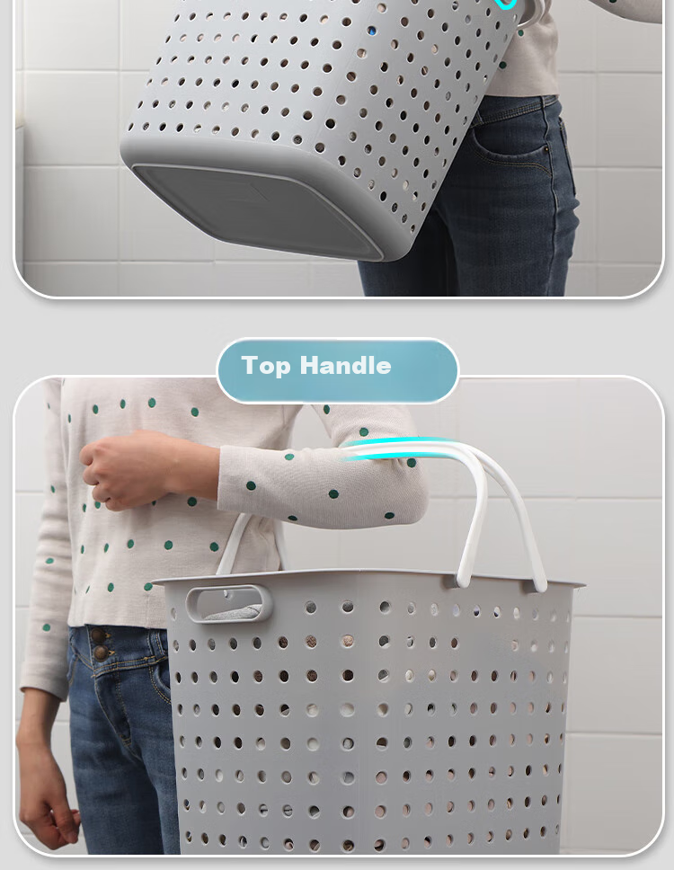 Ourunzhe Laundry Hamper, Large Capacity Hollow Laundry Basket, Clothes Storage Bin, Washing Hamper, Storage Basket, Enlarged Laundry Basket 8
