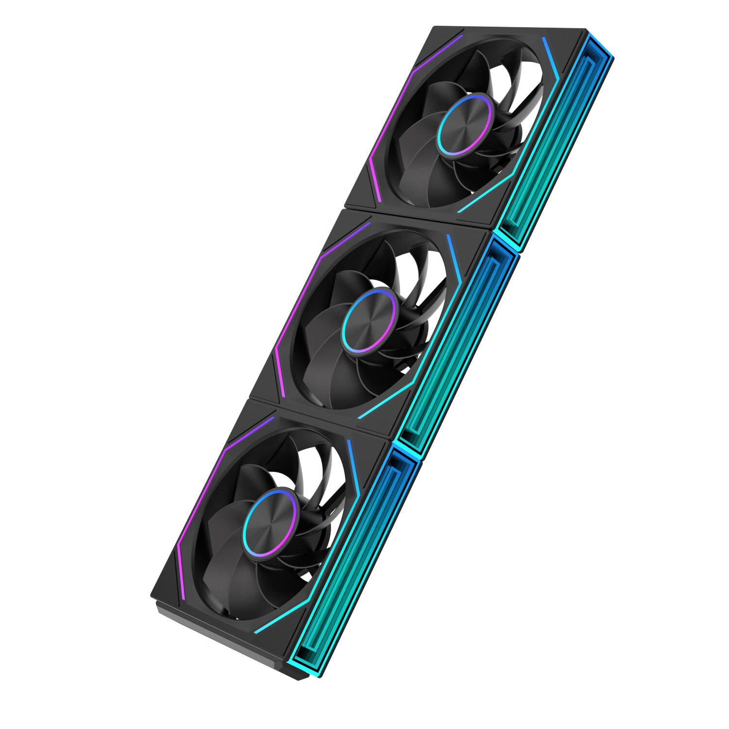 Raleigh Cool PinCool PRO Building Block Fan Black Reverse Blade Triple Pack Wireless Splicing 12CM Case Fan Water Cooling RGB Sync 5V 3-Pin ARGB PWM Temperature Control Speed Adjustment