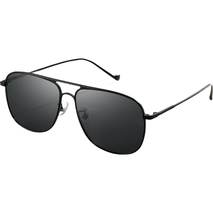 Pulais Pilot Sunglasses Pure Titanium Ultra-Light HD Polarized Men's Driving Fashion Sunglasses Black Frame Gray Lens