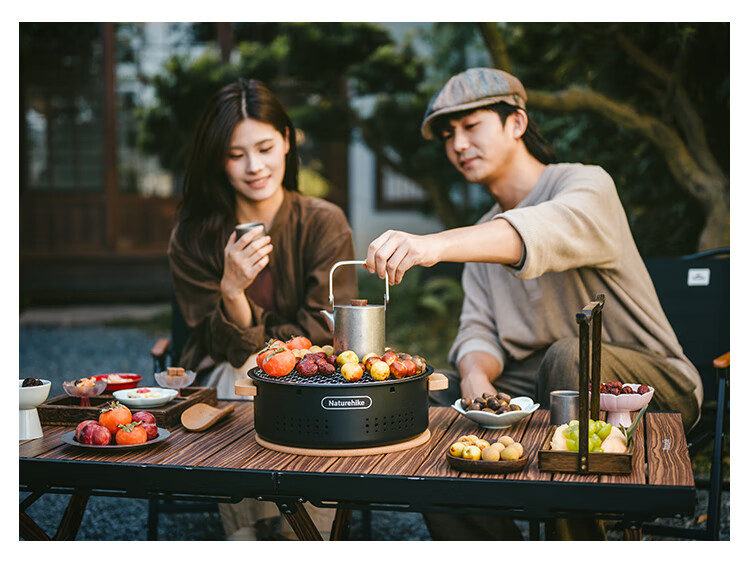 Naturehike Portable Outdoor Desktop Charcoal Grill for Home Camping BBQ and Tea Brewing 2