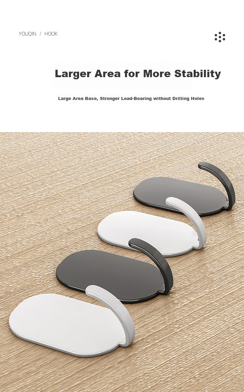 MUYA Kitchen Refrigerator Side Magnetic Hooks, Strong Adhesive Iron-Free Sticky Hooks, No Drilling Required, Household Pot And Spatula Hanger Rack 6