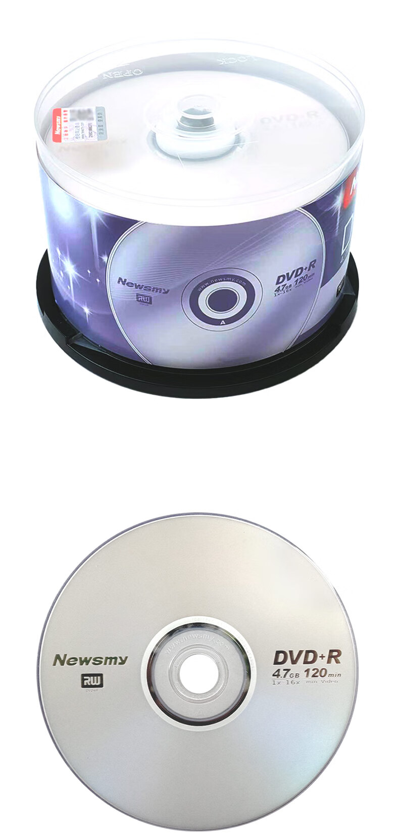 Newsmy Glare Series DVD+R Disc/Burnable Disc 16x Speed 4.7GB Blank Disc 50-Pack Barrel 1