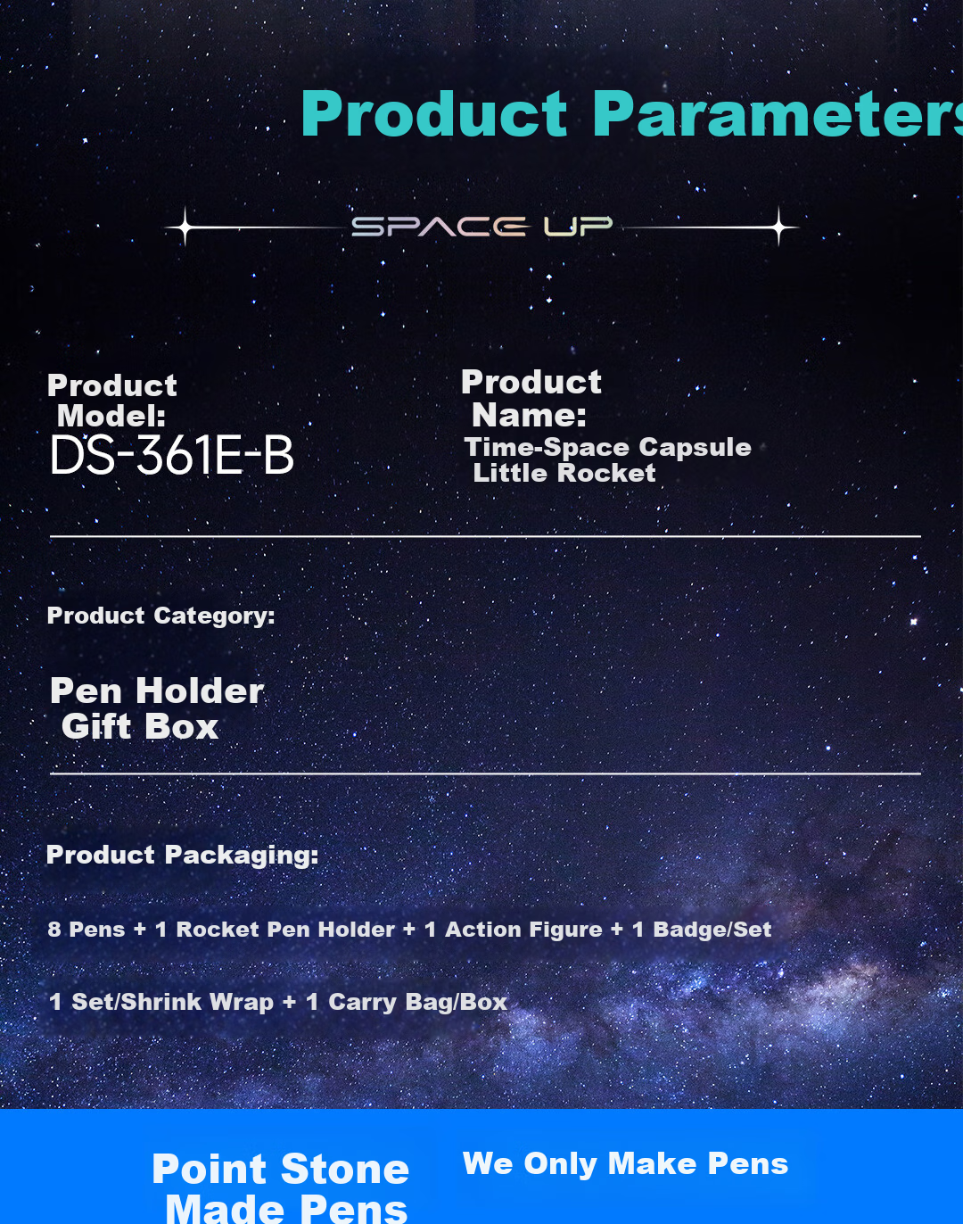 Dianshi Pen Set [National Day Gift], Space Capsule Rocket 5th Anniversary Limited Edition Pen Holder, Aesthetically Pleasing Stationery Set Gift Box, Student Birthday Present, 361E-B Nebula Purple 24