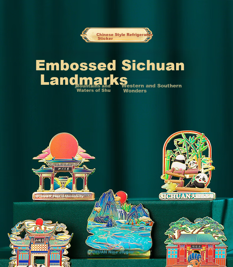 Xiaodiaojiang Sichuan Chengdu Panda Refrigerator Magnet Sticker, Beijing Forbidden City Museum Chinese Style Tourist City Landmark Souvenir, National Day Gift for Teachers And Classmates, Panda 1