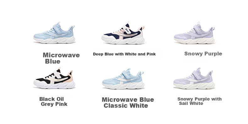 XTEP Kids Basic Running Shoes Velcro Girls Leather Casual Sports Shoes Navy Purple/Off-White Size 36 7
