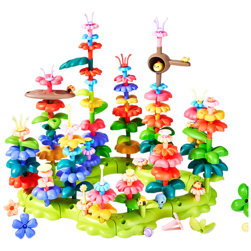 Leleyu Building Blocks, Toys for Children Aged 3-6, Large Particle DIY Assembly Flower Arrangement Storage Box, 93 Pieces, Birthday Gift for Boys And Girls